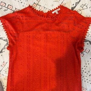 Red/orange lace detail dress. S. Hits mid thigh. Beautiful. Excellent condition